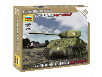 Сборная модель ZVEZDA Американский средний танк "Шерман" М4А2, 1/100