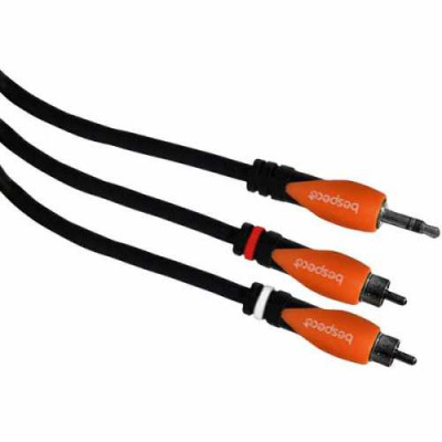 Bespeco SLYMSR180 Кабель готовый серии "SILOS", JACK stereo 3,5mm - 2 x RCA male, длина 1,8 м