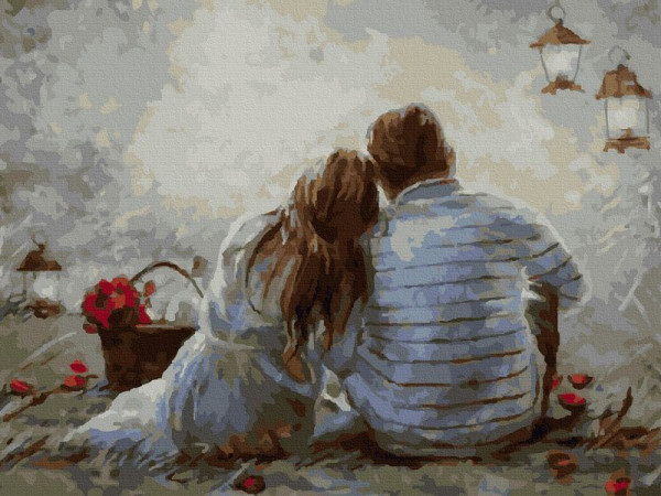 Картина по номерам с цветной схемой на холсте 30х40 ВДВОЁМ (24 цвета)