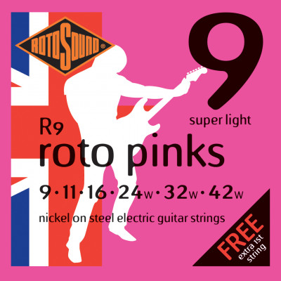 ROTOSOUND R9 STRINGS NICKEL SUPER LIGHT струны для электрогитары, никелевое покрытие, 9-42