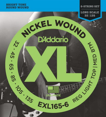 D'ADDARIO EXL165-6 Custom Light 32-135-струны для 6-струнной бас-гитары