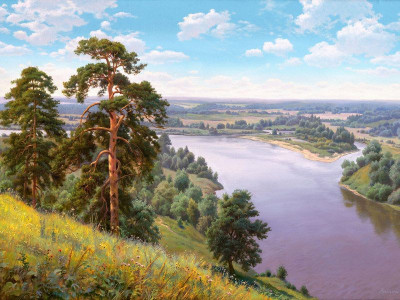 Картина мозаикой с нанесенной рамкой 40х50 И.ПРИЩЕПА. ОБРЫВ (31 цвет)