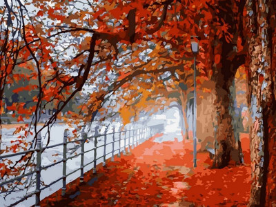 Картина по номерам 40х50 ОСЕННИЙ ПАРК (24 цвета)