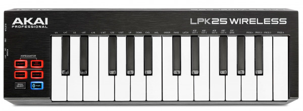 AKAI PRO LPK25 WIRELESS, портативная беспроводная USB/MIDI-клавиатура, 25 чувствительных мини-клавиш