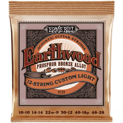 Струны для 12-струнной акустической гитары ERNIE BALL 2152 Phosphor Bronze Custom Light, 10-48