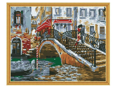 Алмазная мозаика с нанесенной рамкой 40х50 МОСТИК ВЛЮБЛЕННЫХ (16 цветов)