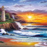 Картина по номерам с цветной схемой на холсте 30х40 Красивый закат (19 цветов)