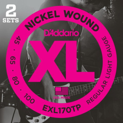 D'ADDARIO EXL170TP Regular Light 45-100 2 комплекта струны для 4-струнной бас-гитары