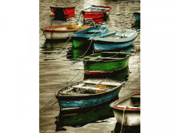 Картина по номерам с цветной схемой на холсте 30х40 Лодочная станция (20 цветов)