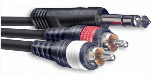 STAGG SYC2/PS2CM E - аудио шнур стерео Jack 1/4" - 2 x RCA папа, длина 2м