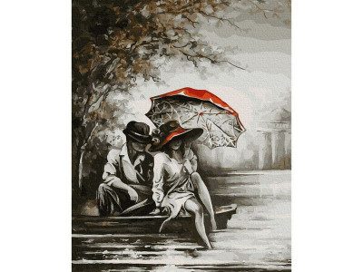 Картина по номерам 40х50 ПАРА ПОД ЗОНТОМ (21цвет)