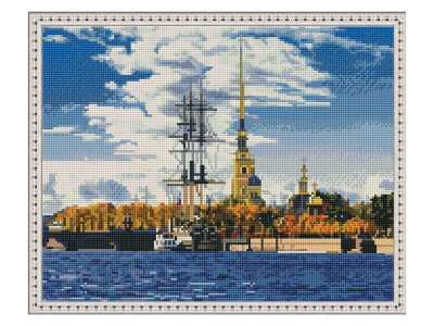 Картина мозаикой с нанесенной рамкой 40х50 САНКТ-ПЕТЕРБУРГ. ПЕТРОПАВЛОВСКАЯ КРЕПОСТЬ (36 цветов)