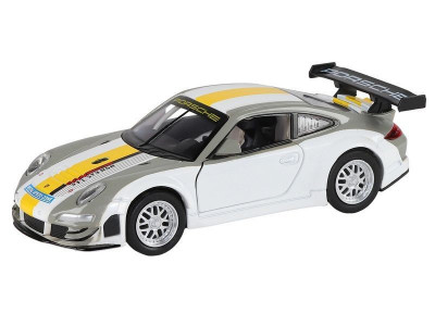 Машина "АВТОПАНОРАМА" Porsche 911 GT3 RSR, серебряный, 1/32, свет, звук, инерция, в/к 17,5*13,5*9см