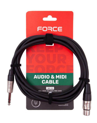 Кабель микрофонный FORCE FMC-15/3 XLR(F) - стерео джек (TRS), 3 м