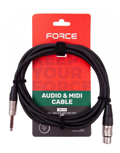 Кабель микрофонный FORCE FMC-15/3 XLR(F) - стерео джек (TRS), 3 м