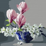Картина по номерам 15х20 МАГНОЛИЯ В ВАЗЕ (15  цветов)