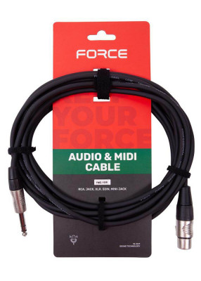 Кабель микрофонный FORCE FMC-15/6 XLR(F) - стерео джек (TRS), 6 м