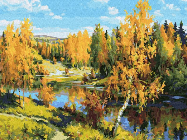 Картина по номерам 40х50 ПРИЩЕПА. ЗОЛОТАЯ ОСЕНЬ (28 цветов)