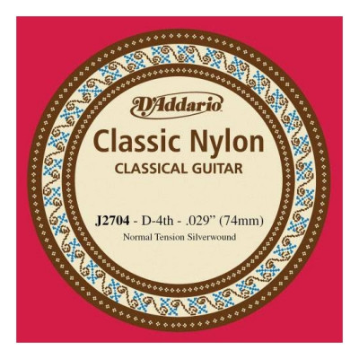 D'ADDARIO J2704 -  струна 4-я для классической гитары с обмоткой из посеребренной меди