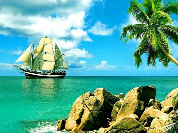 Картина по номерам с цветной схемой на холсте 30х40 Сейшельские острова (19 цветов)