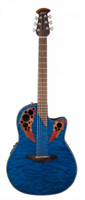 Ovation CE44P-8TQ Celebrity Elite Plus Mid Cutaway Trans Blue Quilt Maple электроакустическая гитара