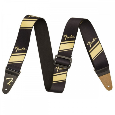 FENDER 2' COMPETITION STRIPE STRAP GOLD гитарный ремень, цвет чёрный/золотистый