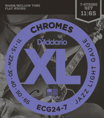 D'ADDARIO ECG24-7 Jazz Light 11-65-струны для 7-струнной электрогитары