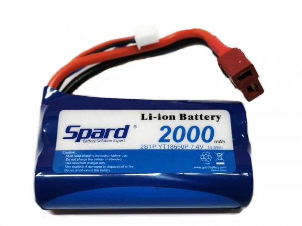 Аккумулятор Li-Ion Spard 2000mAh, 7,4V, 15C, T-plug для Remo Hobby 1/16, Himoto 1/18